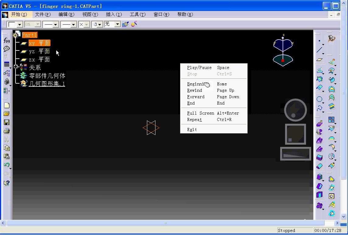 弱弱的问一下图中catia绘图区域的右侧的一个圈加两个矩形是做什么用的啊？以前怎么 .. ...