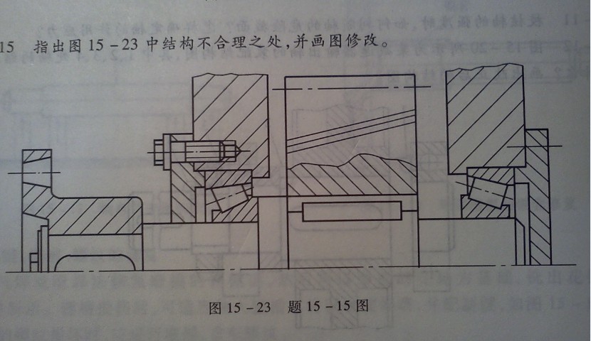 一道机械设计基础题，指出图中不合理之处，并改正，谢了